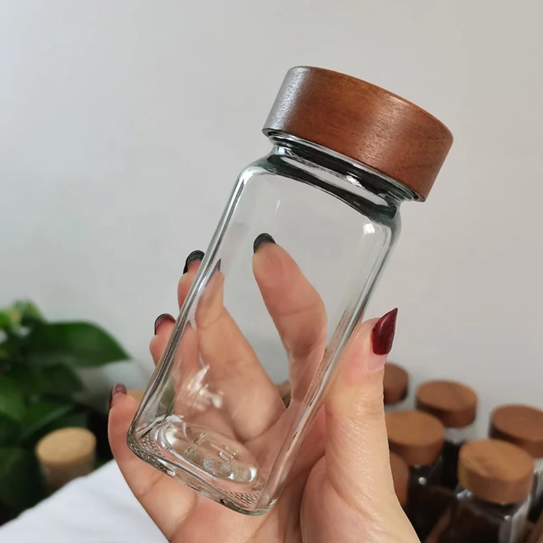 Glass Spice Jars With Bamboo Lids
