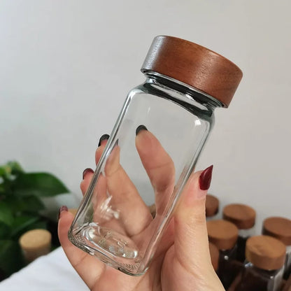 Glass Spice Jars With Bamboo Lids