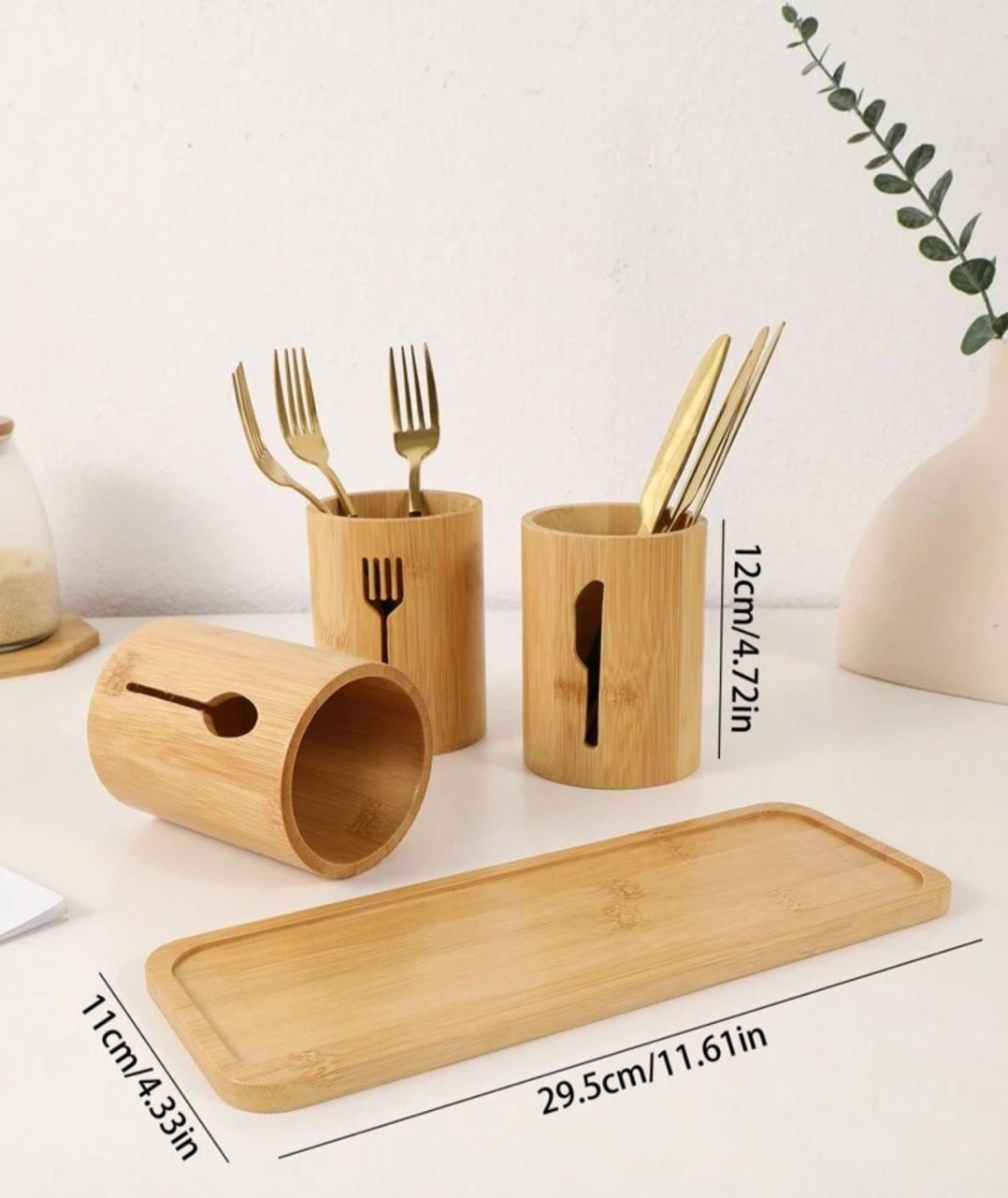 Storage Canisters With Bamboo Tray Base