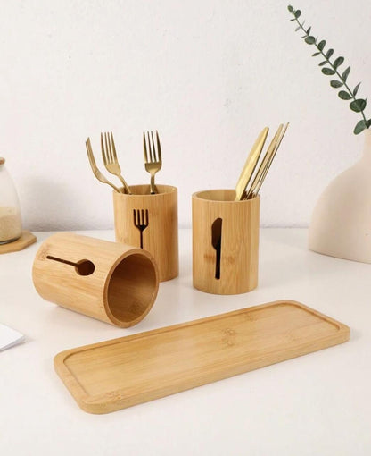 Storage Canisters With Bamboo Tray Base