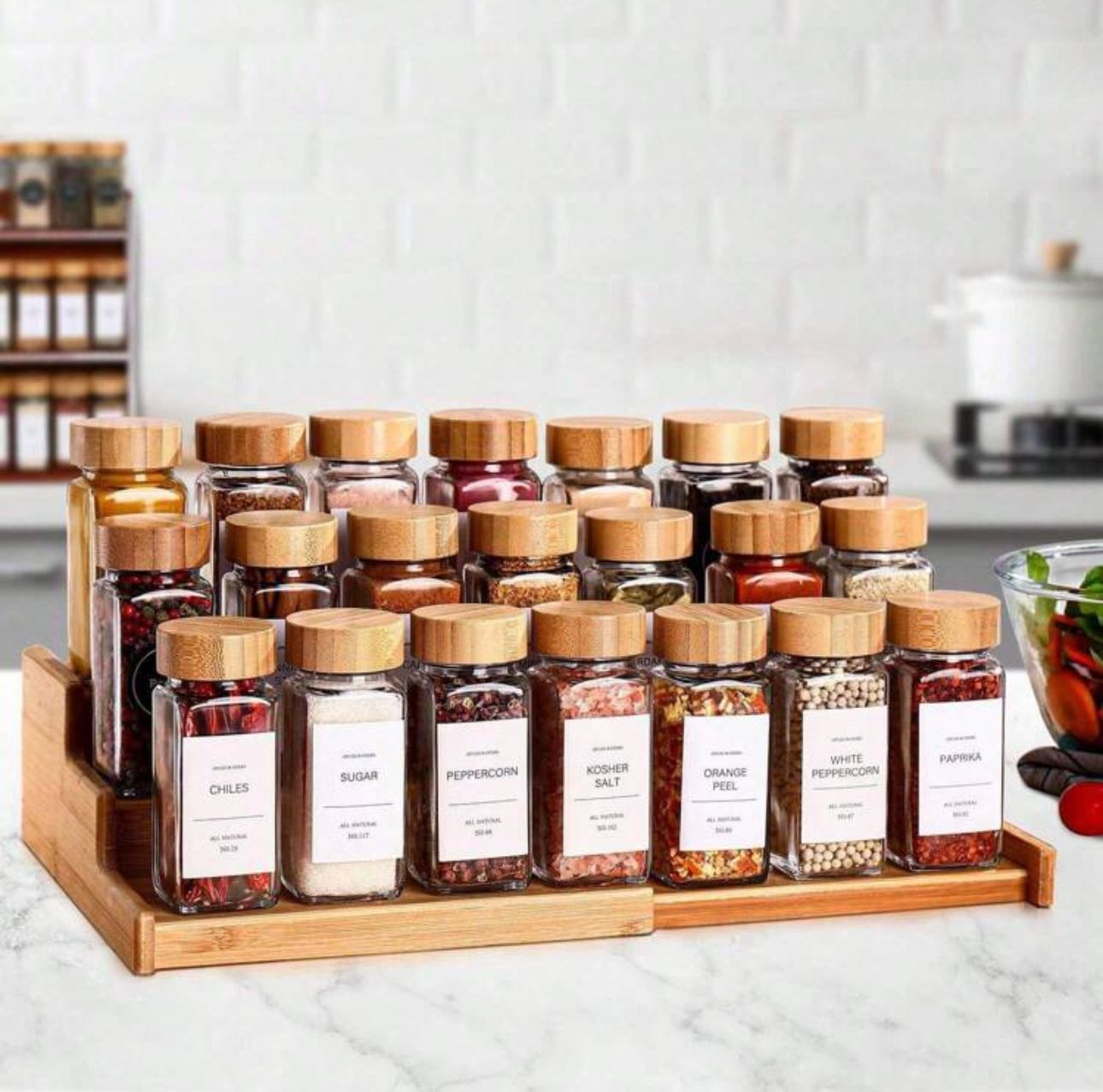 Jar Spices Shaker Bamboo Lid