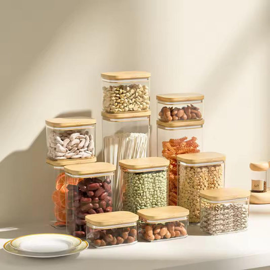 PET Food Storage Container With Bamboo Lid