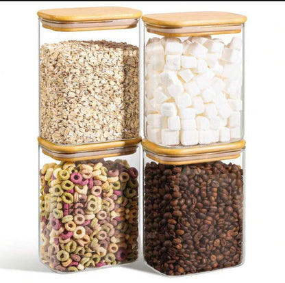 PET Food Storage Container With Bamboo Lid