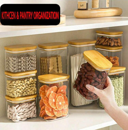 PET Food Storage Container With Bamboo Lid