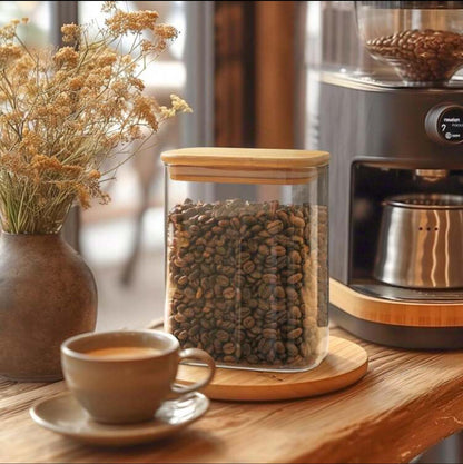 PET Food Storage Container With Bamboo Lid