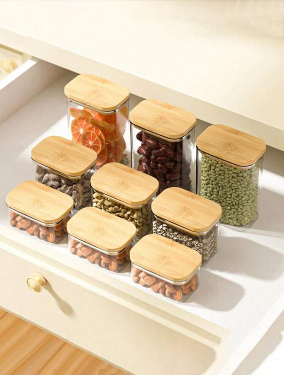 PET Food Storage Container With Bamboo Lid