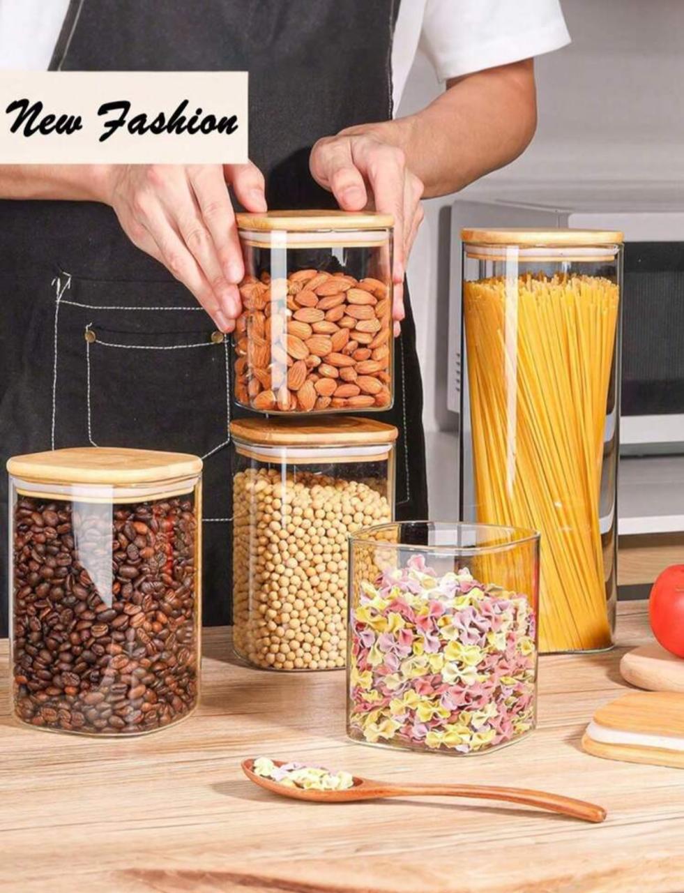 PET Food Storage Container With Bamboo Lid