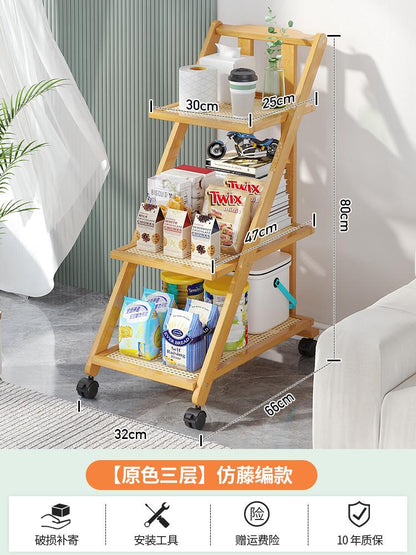 3-Tier Bamboo Storage Rack on Wheels