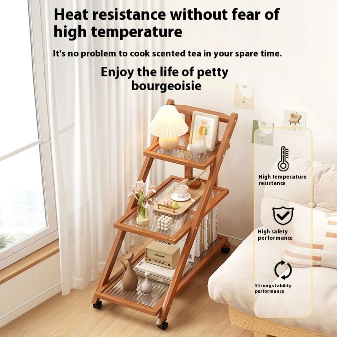 3-Tier Bamboo Storage Rack on Wheels