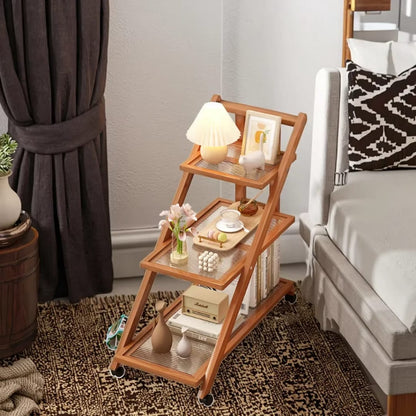 3-Tier Bamboo Storage Rack on Wheels