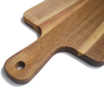 Wooden cutting board with a handle