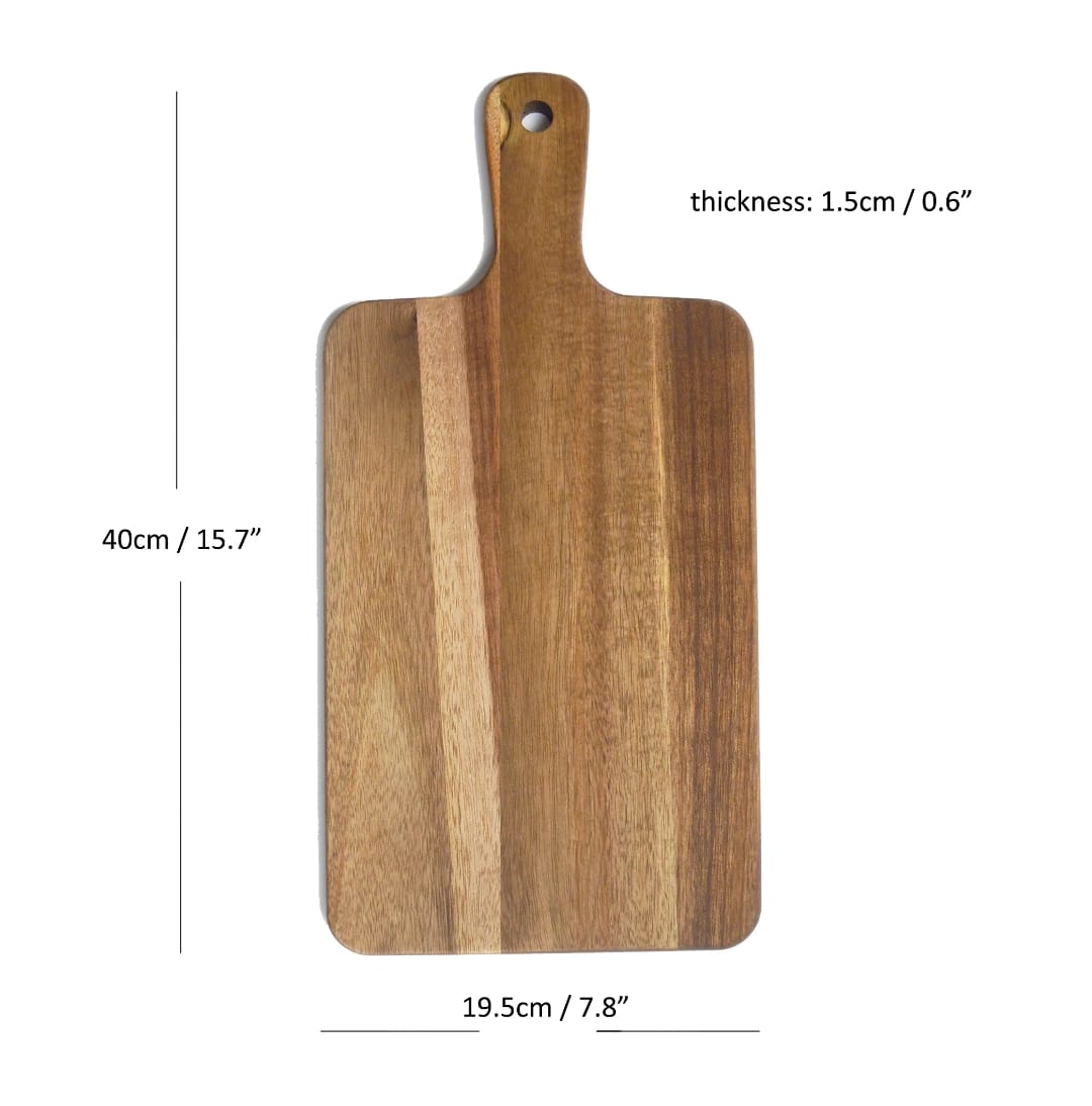 Wooden cutting board with a handle