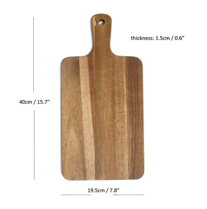 Wooden cutting board with a handle