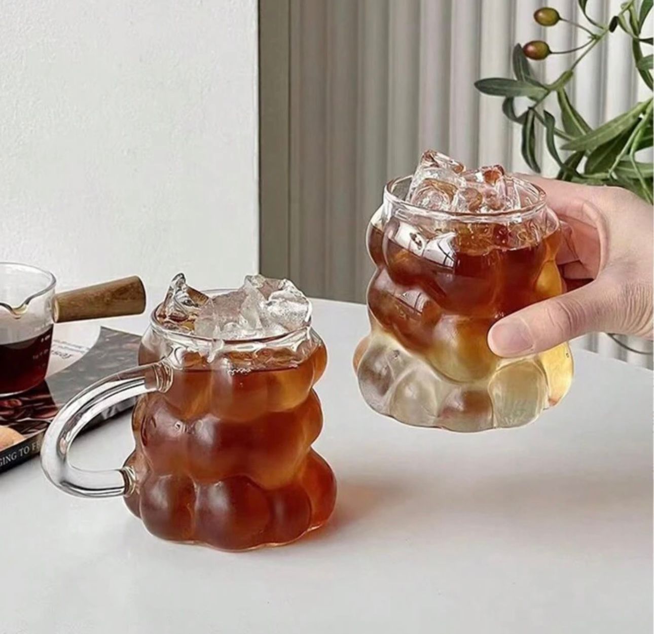 1pc 350ml Coffee Glass Mug Glass Heat Resistant