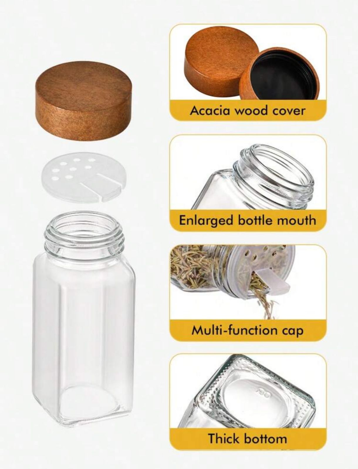 Glass Spice Jars With Bamboo Lids