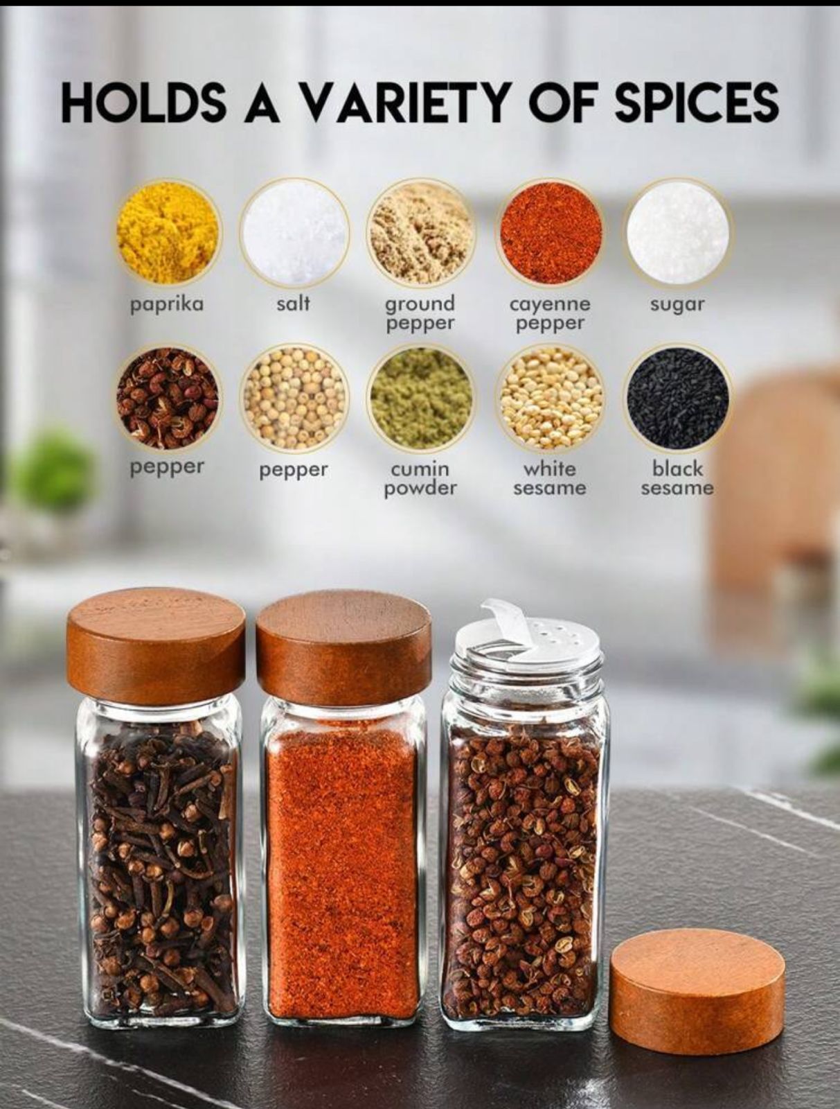 Glass Spice Jars With Bamboo Lids