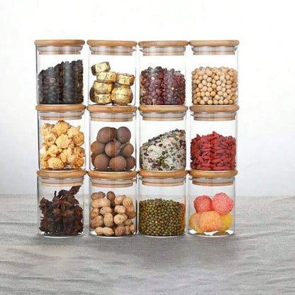 “Glass Storage Jars With Airtight Bamboo Lids