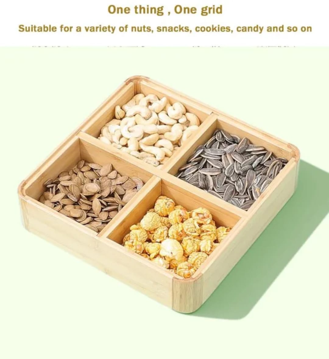 Square Wooden Bamboo with four compartments