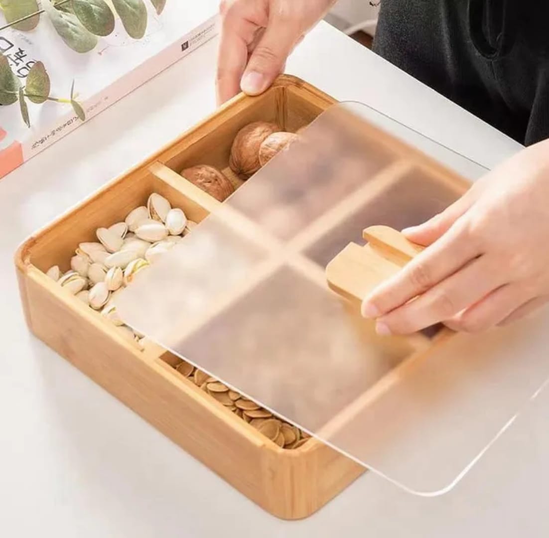 Square Wooden Bamboo with four compartments