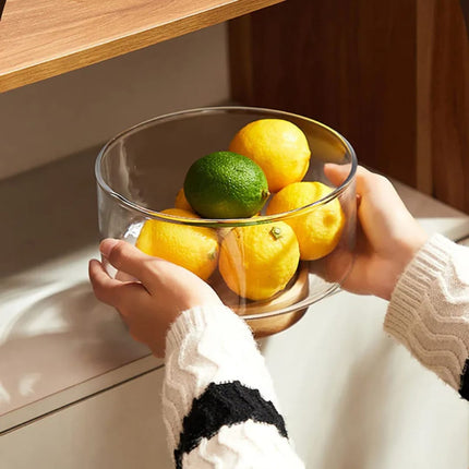 1pcs Elegant Clear Glass Bowl with Wooden Base